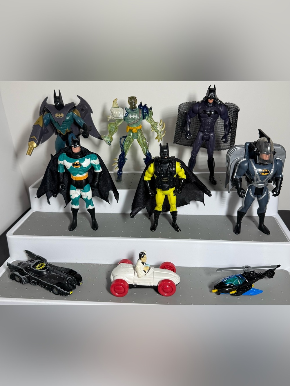 Vintage 90s Kenner Batman Action Figures & Vehicles Lot - 9 Pieces Total